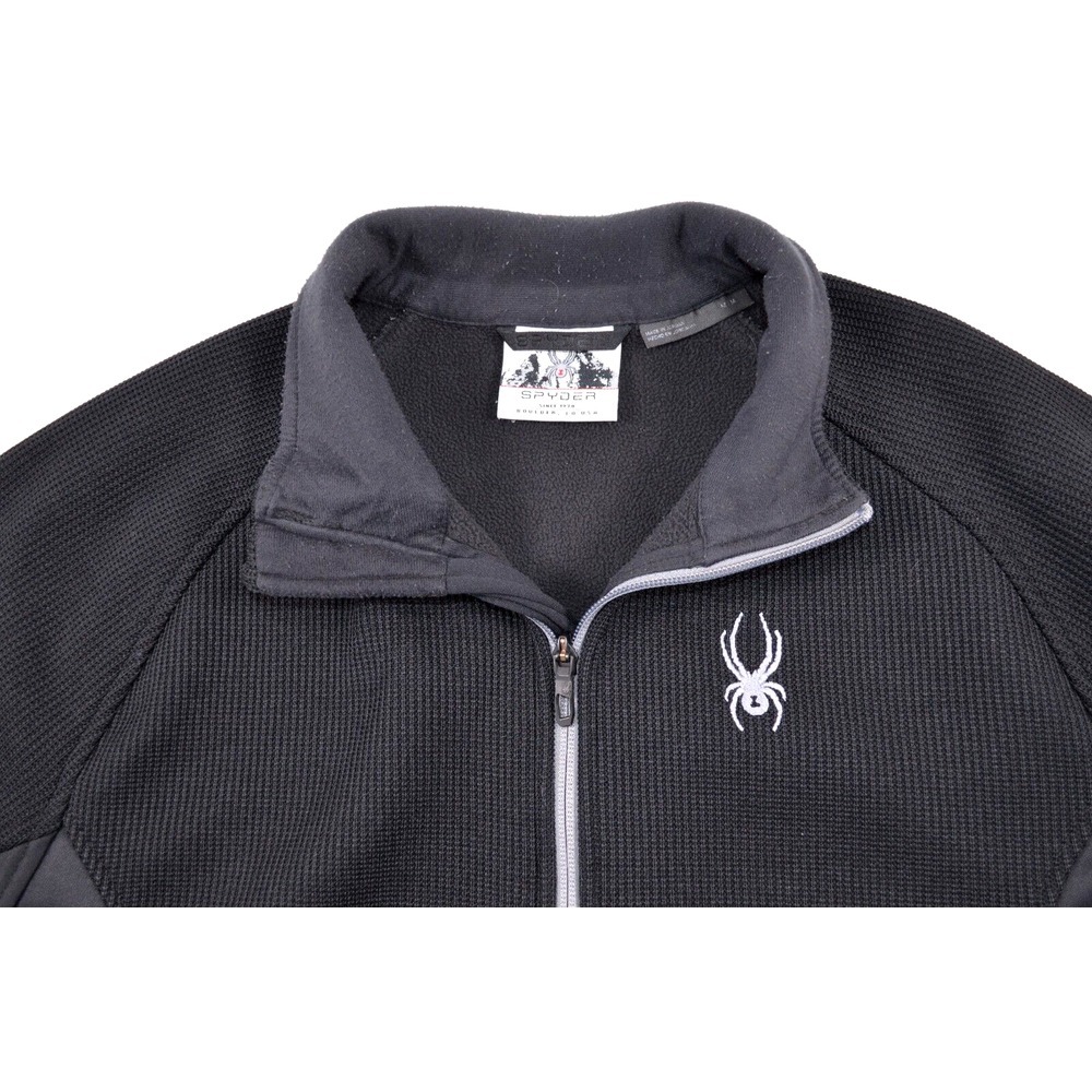 Spyder Pullover Sweater 1/4 Zip Mens M Black Long Sleeve Shirt Textured Fabric